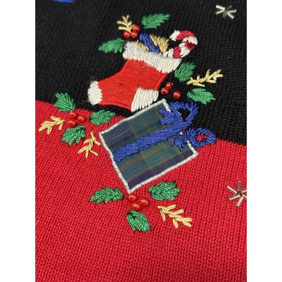 Vintage Nutcracker Black XL Embroidered Embellished Christmas Theme Sweater - Picture 8 of 12